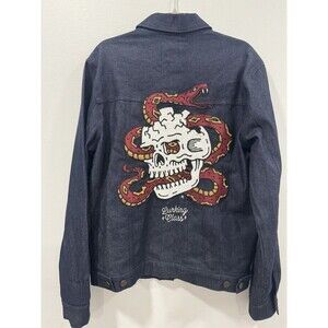 Skull Serpent 2017 Lurking Class Embroidered Dark Wash Denim Jacket Size S